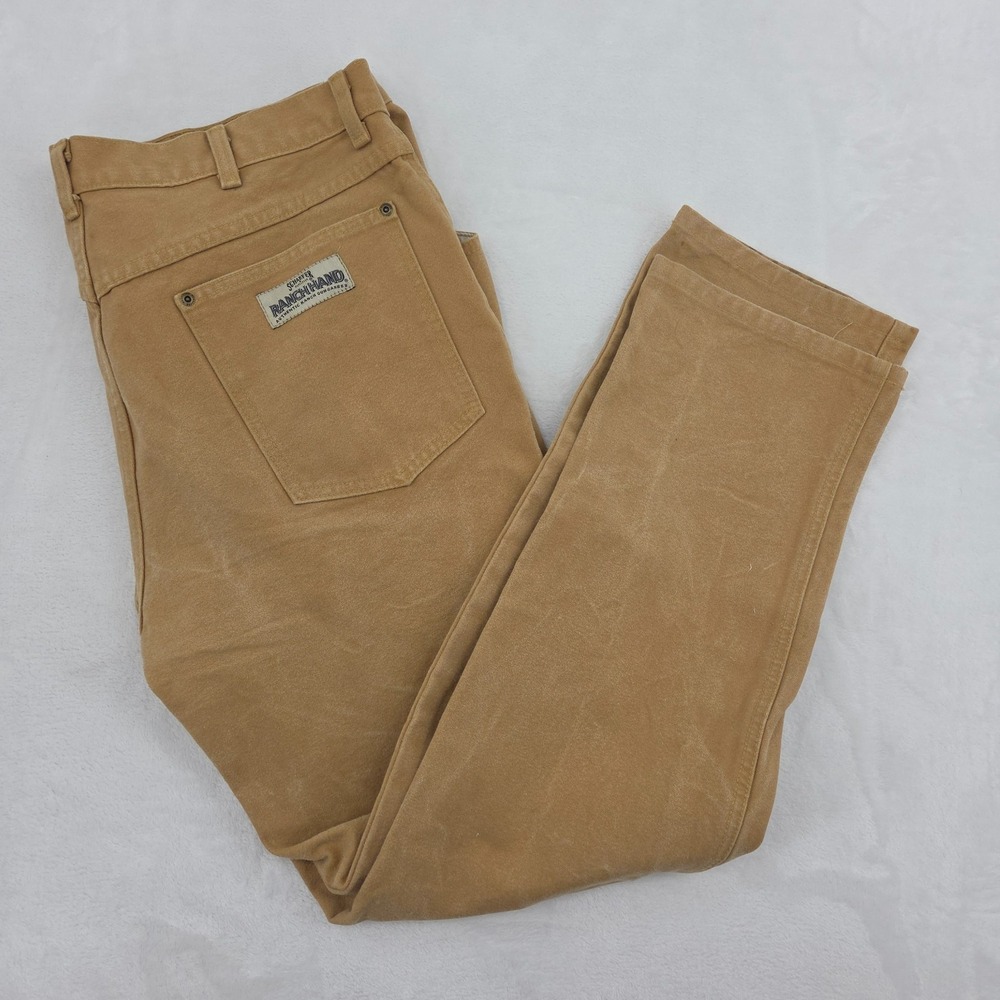 VTG Schaefer Ranchhand Dungaree Canvas Workwear Pants Tag 38x32 Fits True USA